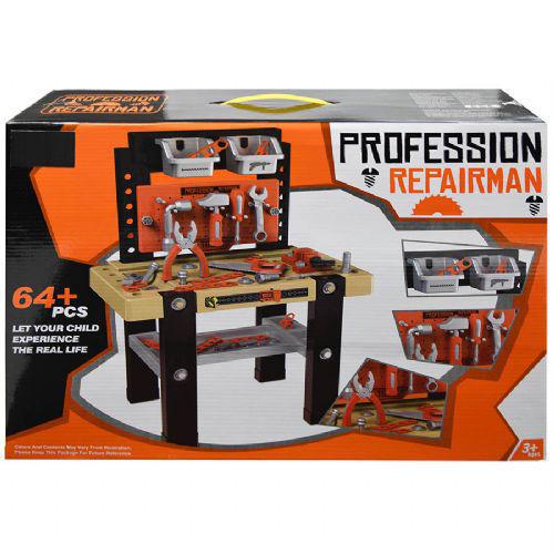 karacter Box Professional Repairman 64+ Pieces Toy Tools Workbench Workshop Playset