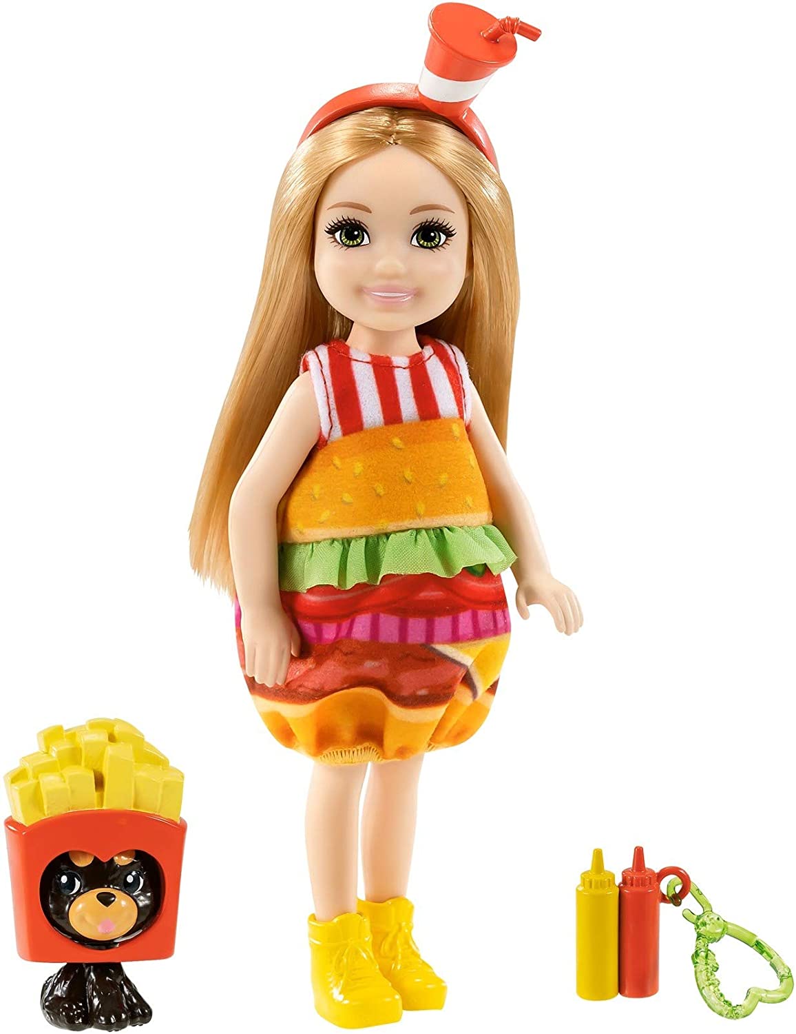 Mattel - Barbie Club Chelsea, Burger Dress-Up Costume Doll with