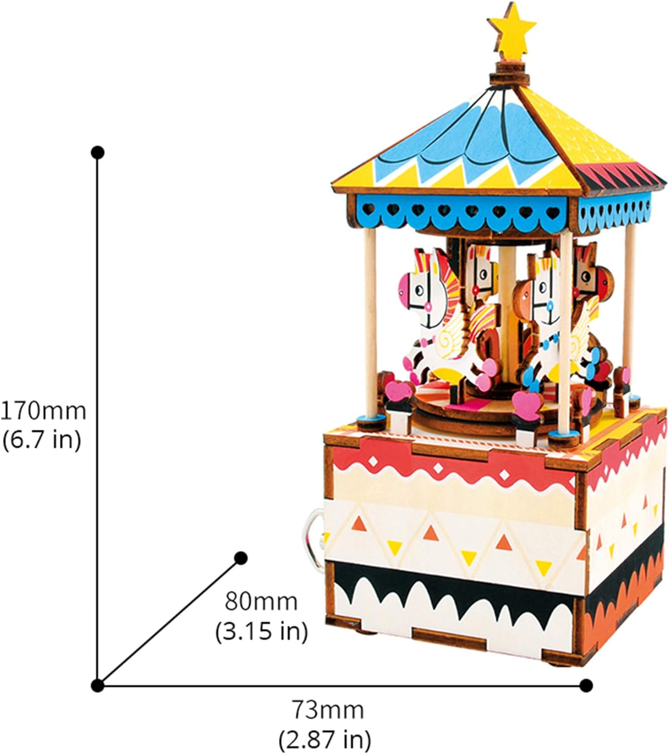 Rolife 3D Merry-Go-Round Wooden Puzzles Diy Music Box Models Craft