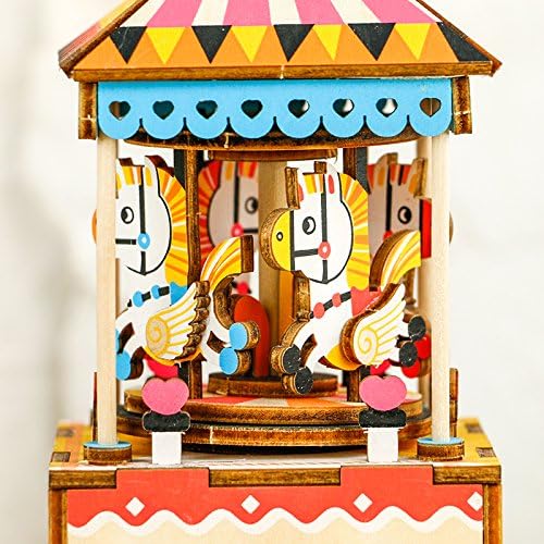 Rolife 3D Merry-Go-Round Wooden Puzzles Diy Music Box Models Craft
