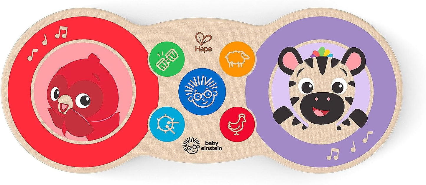 Baby Einstein Upbeat Tunes Magic Touch Wooden Drums & Bongo Musical Cause and Effect Toy, Age 6 Months and up