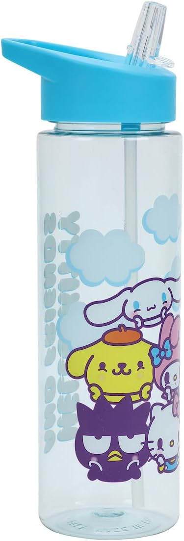 Hello Kitty and Friends Group Transparent 24 oz Plastic Water Bottles (Random Style Pick, 1 Count)