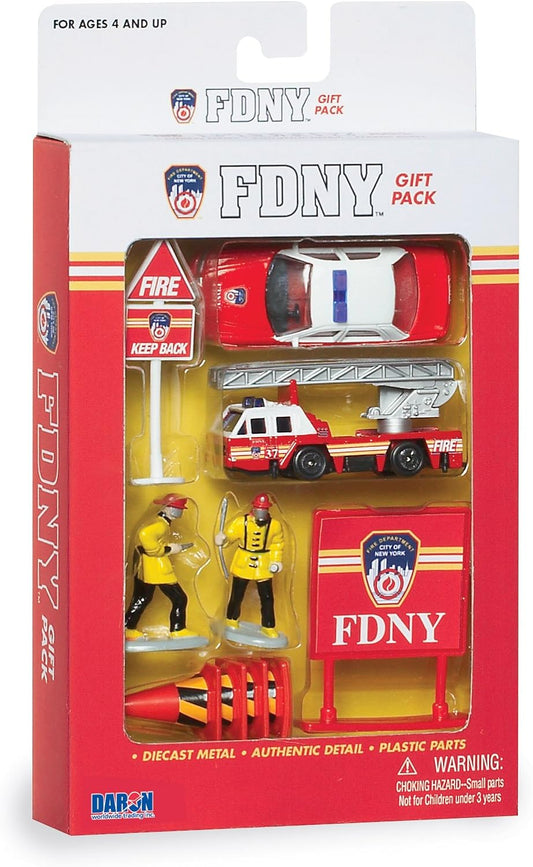 Daron FDNY Vehicles Gift Set Play Toy, Fire Department Gift Set 10-Piece - Fire Fighter Play Set