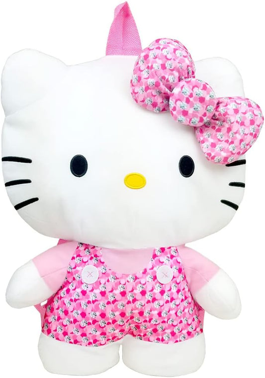 Fast Forward Hello Kitty Plush Backpack Pink Flowers 16" - Great Gift for Hello Kitty Fan