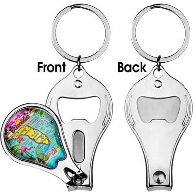 Florida Map Nail Clipper Metal Keychain - Travel Souvenir Gift, Multicolor (1 Count)
