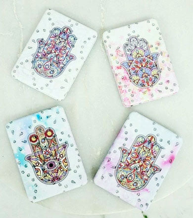 Hamsa with Rhinestones Square Makeup Pocket Mirror - Best Beauty Gifts For Friends, 1 Count Random Pick