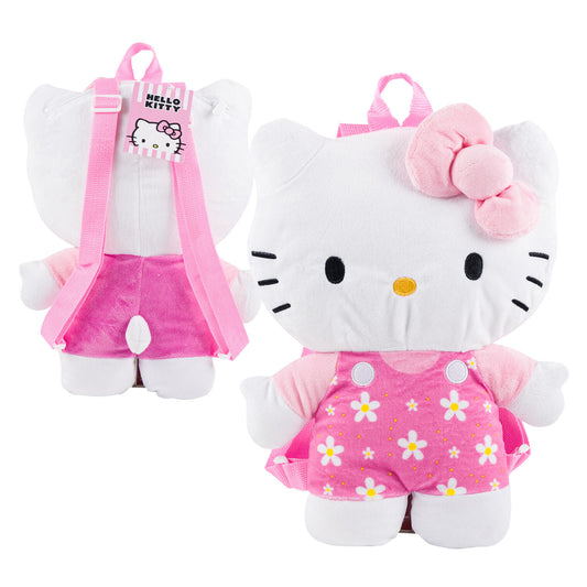 Hello Kitty Plush Backpack Pink Flowers 16" - Great Gift for Hello Kitty Fan