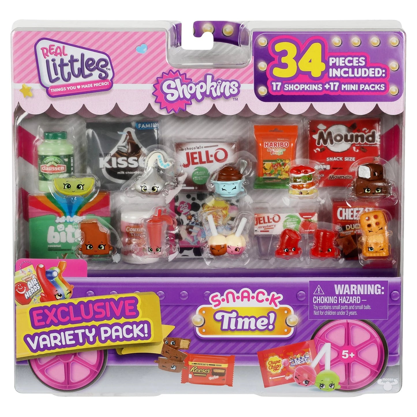 Shopkins Real Littles, Variety Pack, 17 Shopkins Plus 17 Real Branded Mini Packs, 34 Total Pieces, Styles May Vary, Ages 5+