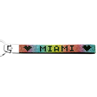 Miami Rhinestone Bling Wristlet LANYARD Keychain with keyring for Key/ID badge - Random Color Pick, 1 Count