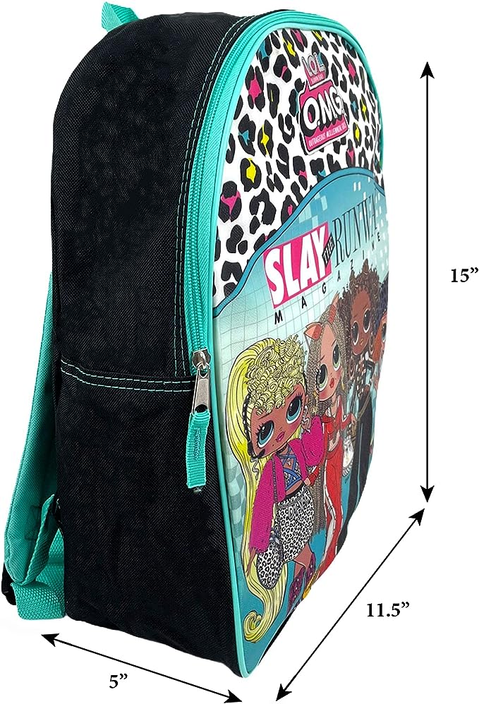 LOL Surprise! OMG Girls 15" Backpack Slay the Runway with Front Pocket - Royal Bee, Swag, Neonlicious & Lady Diva