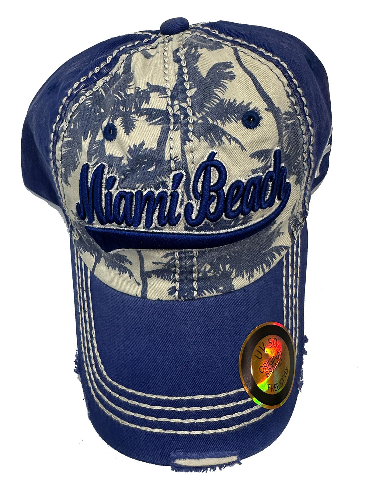 Miami Beach Washed Style Hats Assortment, Adult Size UV 50 - One Size Fits Most, Dad or Mom Gift Baseball Cap