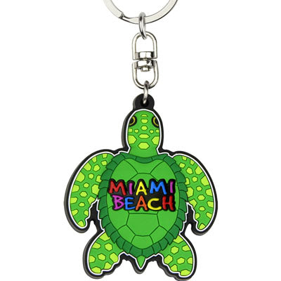 Miami Beach Florida Rubber Sea Turtle Keychain - Great Miami Florida Souvenir Gift