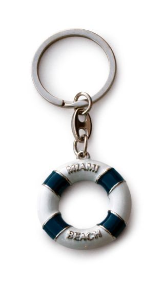 MIAMI Beach Lifeguard Rescue Ring Buoys Two-sided Metal Keychain, Travel Souvenir Gift