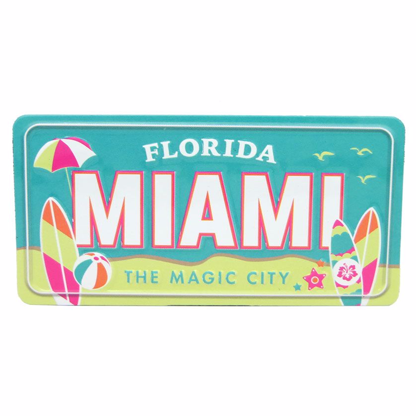 Miami Florida "The Magic City" License Plate Small Fridge Collector's Souvenir Magnet- Size 2 X 1.25 inches