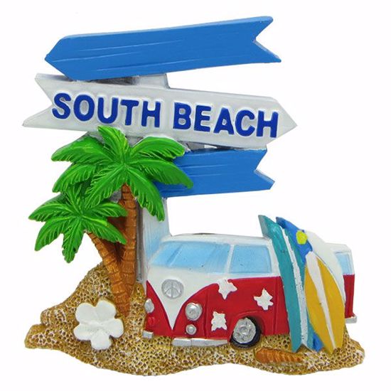 Miami Beach Magnet Poly Resin Signs Palms Van Surfboards- Fridge Magnet Souvenir Gift