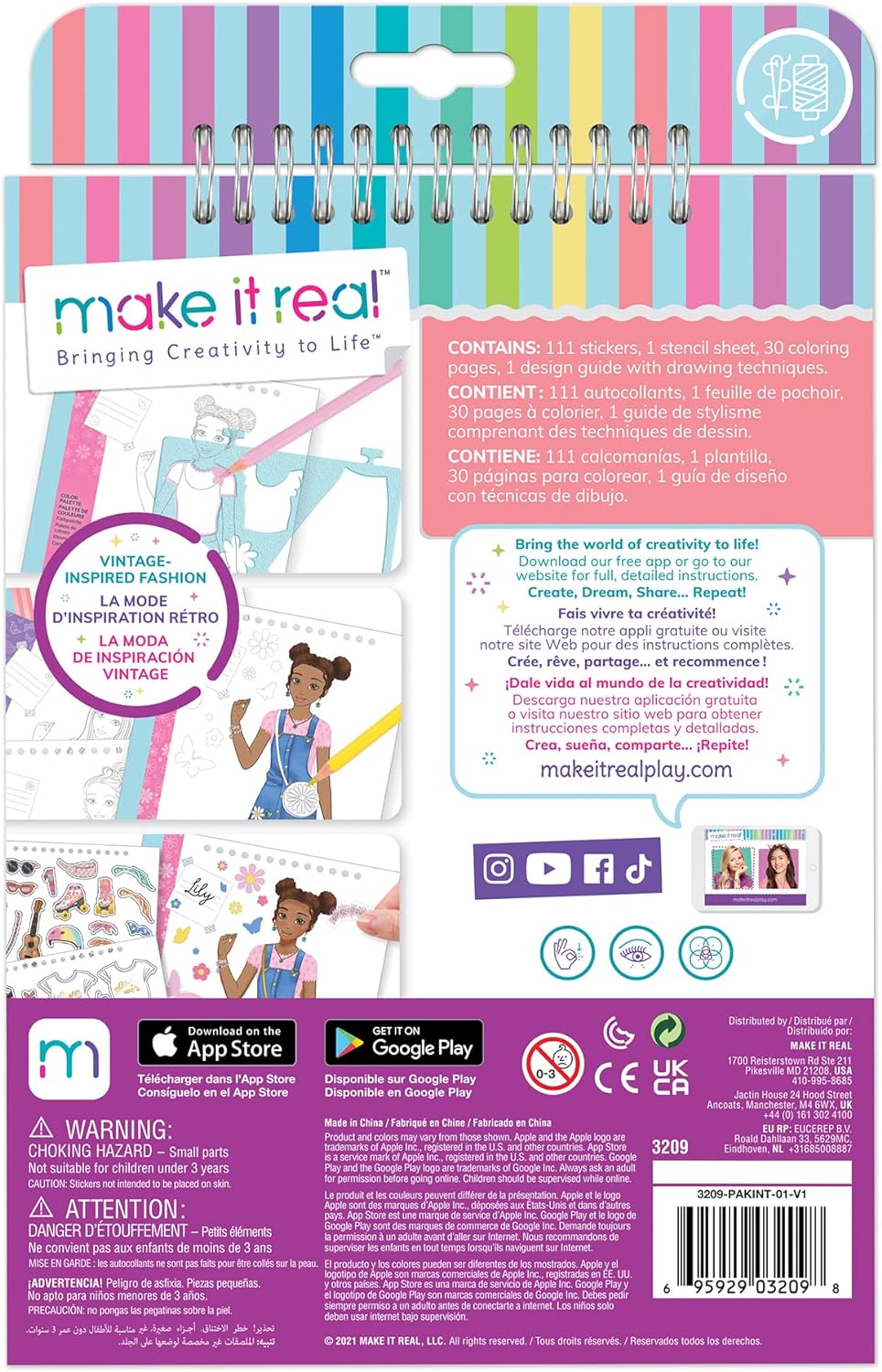 Make It Real - Fashion Design Sketchbook: Blooming Vibes - Fashion Sketchbook for Girls - Kids Fashion Design Kit