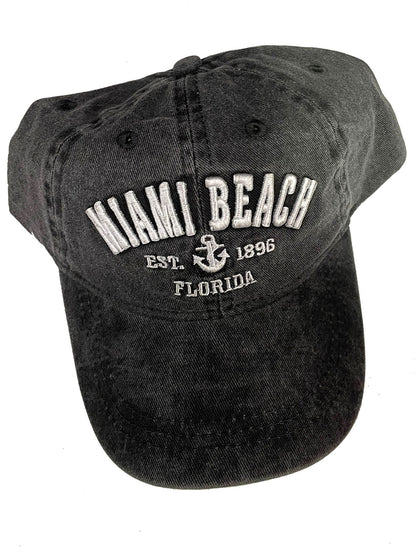 Miami Beach Florida Washed Style Hats Assortment, Adult Size - One Size Fits Most, Dad or Mom Gift Baseball Cap