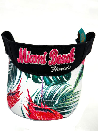 Miami Beach Florida Flamingo Style Visor Hat Adult Size - One Size Fits Most - Assorted Colors