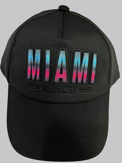 Miami Original Neon 3D Style Hats, Adult Size - One Size Fits Most, Dad or Mom Gift Miami Baseball Cap
