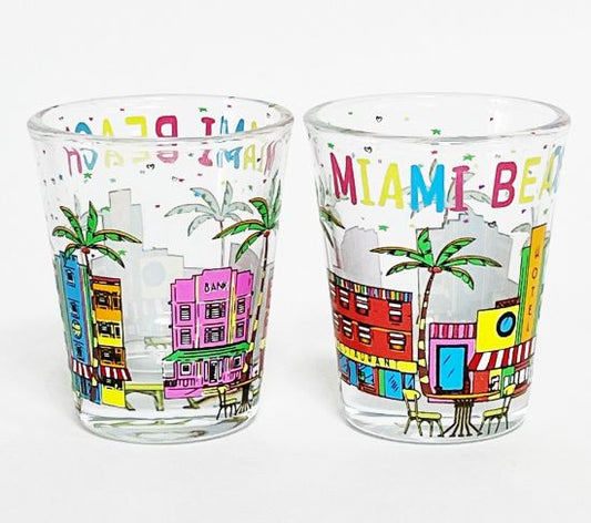 Miami Beach Colorful Art Deco Shoot Glass - Miami Souvenir Glass Shooter