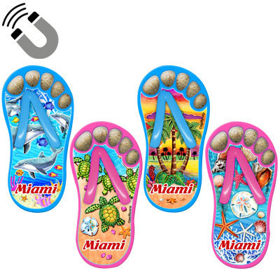 Miami Beach Sand Filled Foot Toes Sandal Flip Flop Magnet- Travel Souvenir Gift, Multicolor - Random Style Pick (1 Count)