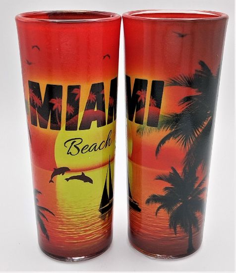 Miami Beach Tall Shoot Glass Feature Sunset - Miami Souvenir Glass Shooter