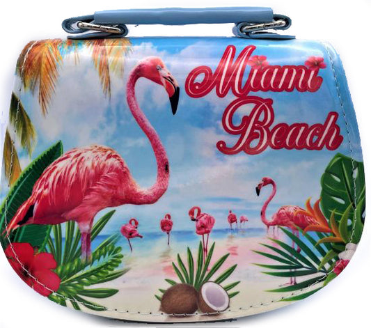 Miami Florida Boutique Clasp Small Clutch Purse with Flamingo Theme for Kids - Little Girls Gift Bag Ages 3+