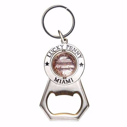 Miami Pewter Swivel Key Tag Swivel Key-Chain Pewter Bottle Opener, Bottle opener Lucky penny- Travel Souvenir Gift, Multicolor