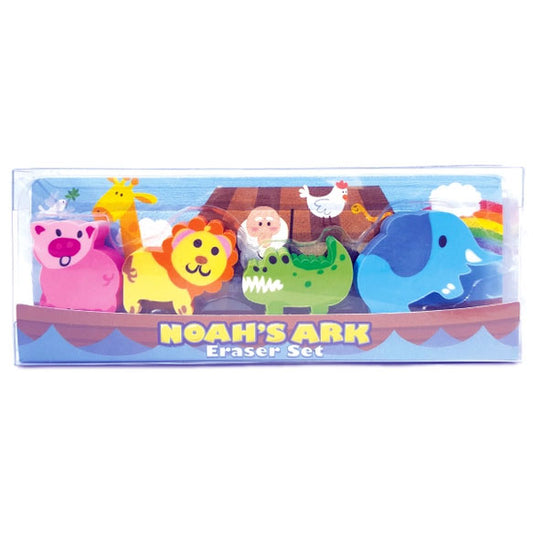 Noah's Ark Party Eraser Set, favors, 4-piece Stationery Must for Kids