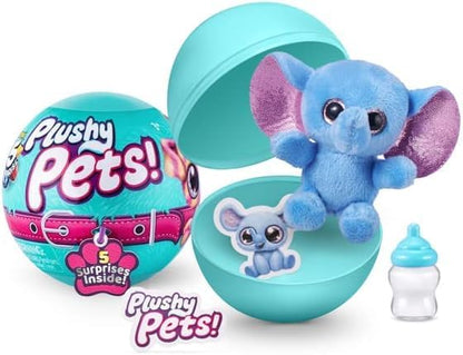 Plushy Pets 5 Surprise Mystery Set - Surprise Mini Stuffed Animal Mystery Bundle with Bonus Stickers and More | Mystery Plushies for Kids
