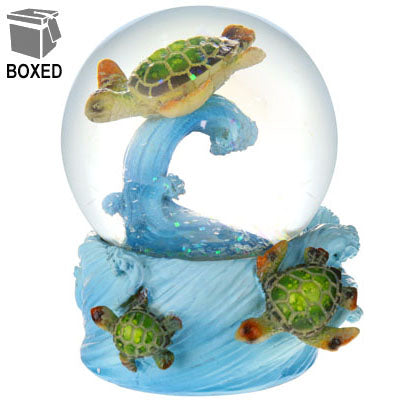 Decorative Surfing Sea Turtle Snow Globe Souvenirs 65mm, Polyresin - Ocean Life Sea Turtle Figurine. Nautical Collection