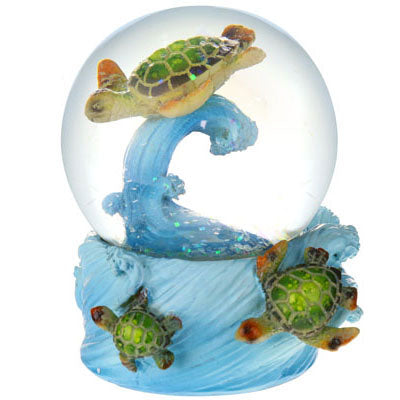 Decorative Surfing Sea Turtle Snow Globe Souvenirs 65mm, Polyresin - Ocean Life Sea Turtle Figurine. Nautical Collection