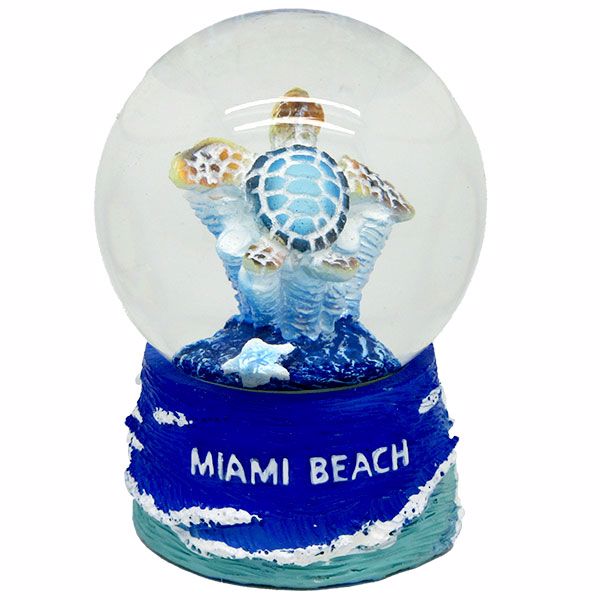 Miami Beach Turtle & Surf Snow Globe Souvenirs 45mm, Polyresin
