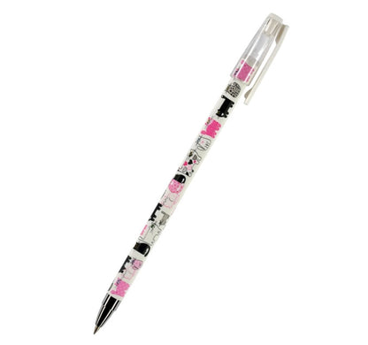 White/Pink Kitten Cat theme Ball Point Pen Blue Ink Refillable, 0.7mm.- Great Teenager Gift, 1 Count