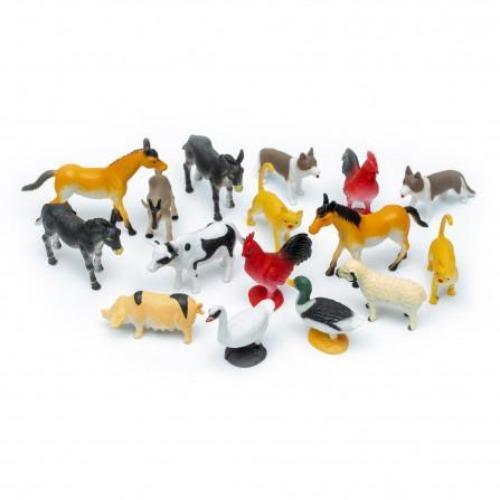 Wild Republic Farm Figurines Tube, Horse, Cow, Donkey, Duck, Sheep, Chicken, Rooster, Pig, Dog, Cat, Goat, 16 Piece playset, 1.5" to 3"