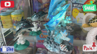 Ocean Crab Aqua/Grean on Glazed Coral Base Statue - Wiggles Jiggles Sea Crab Figurine 3.5"