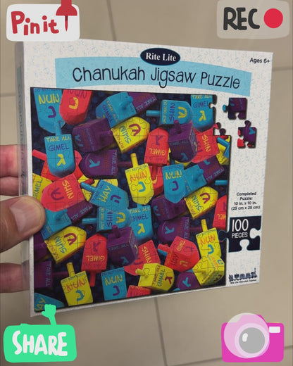 Hanukkah Dreidels Puzzle 100 Piece Chanukah Jigsaw Puzzle