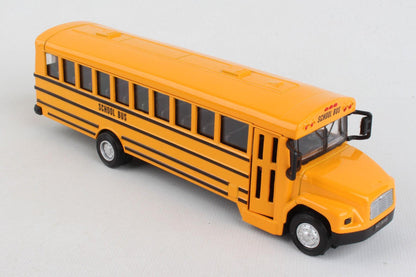 Die Cast Yellow School Bus, 7 Inch Classic Metal School Bus Toy with Pullback Mechanism, Great Gift For Bus Collector