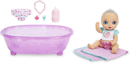 Baby Born bathtub Surprise With Color Change Hair, 2 Diapers and Surprises, Charm, Bracelet, T-shirt, Towel, Bottle and Bathtub