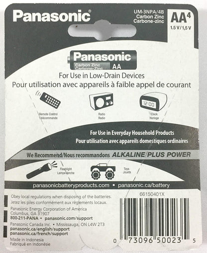 Panasonic AA 4 Pack Batteries Super Heavy Duty Power Carbon Zinc Double A Battery 1.5v