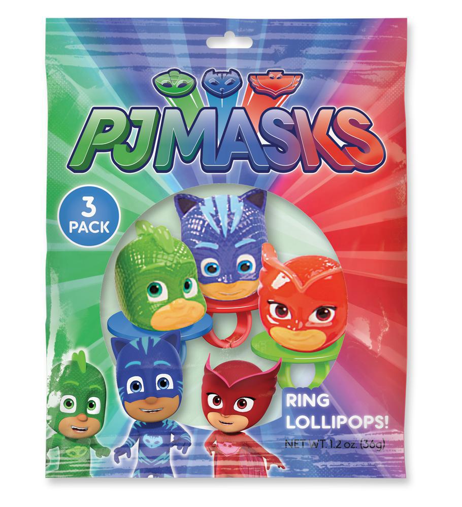 PJ Masks 3 Pack Lollipop Rings, Delicious Flavors: Apple, Raspberry and Cherry