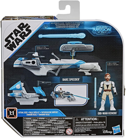 Star Wars Mission Fleet Expedition Class OBI-Wan Kenobi Jedi Speeder Chase 2.5-Inch-Scale Figure and Vehicle, Toys for Kids Ages 4 and Up