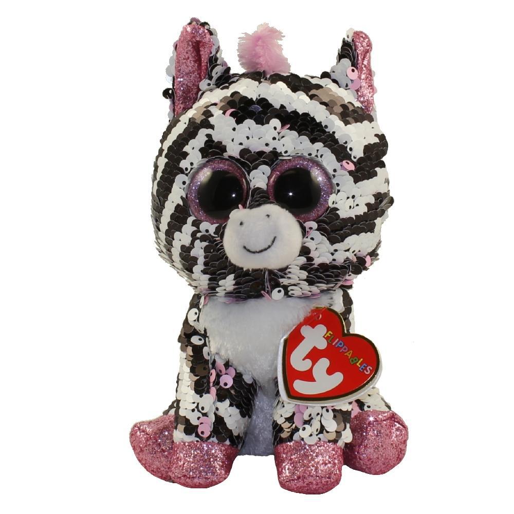 TY Flippables Sequin Plush - ZOEY the Zebra, changing reversible sequin fabric (Regular Size - 6 inch)