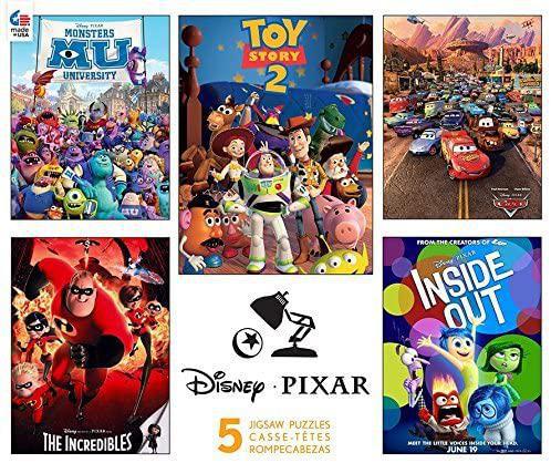 Ceaco Disney Pixar 5-in-1 Multipack Puzzles Includes (2) 300 Piece, (2) 550 Piece, (1) 750 Piece Puzzle