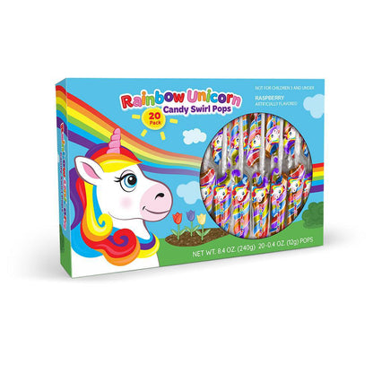 Rainbow Unicorn Swirl Pops Rainbow Colored Candy, 0.4 Ounces - Pick 1 Count or Pack of 20 Pieces