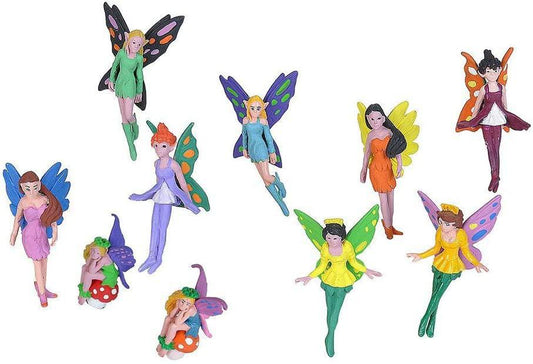 Wild Republic Fairy Figurines Tube, Fairy Toys, Ten Fairy Figures with Five Different Poses All with Different Hair and Outfit Colors