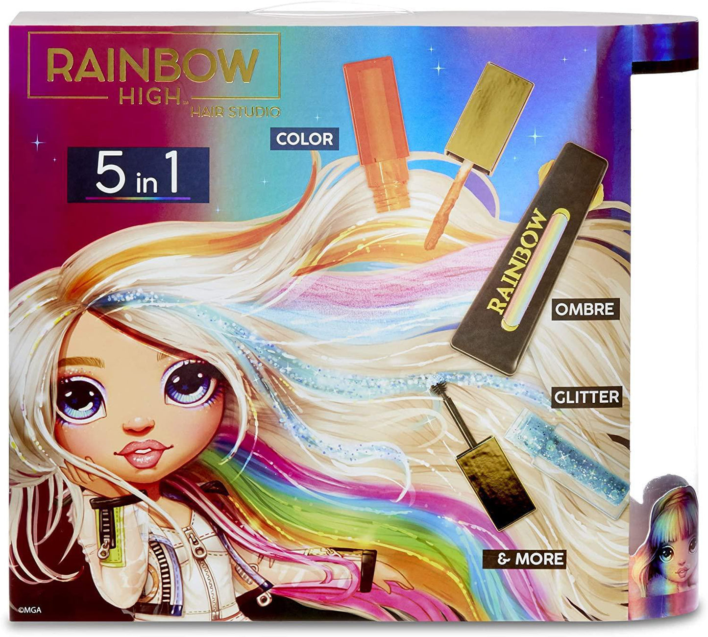 Rainbow Surprise High Hair Studio Doll – Create Rainbow Hair with Exclusive Doll, Extra -Long Washable Hair Color