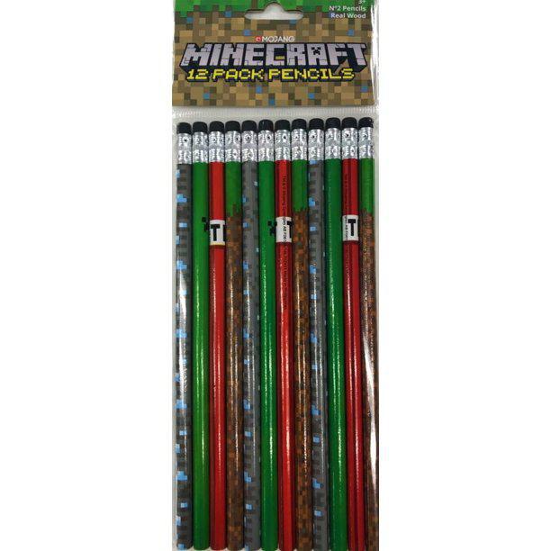 Minecraft Pencils for School 12 Ct Pack - No. 2 Lead, Real Wood Pencils, Birthday Party Favors