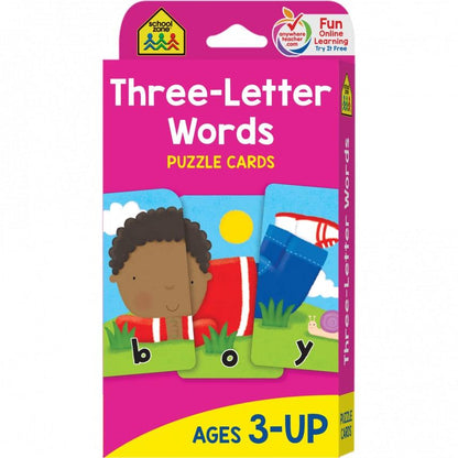 Three-Letter Words Puzzle Flash Cards - Ages 3+, Preschool to Kindergarten, Letters, Letter Recognition, Word-Picture Recognition, Spelling
