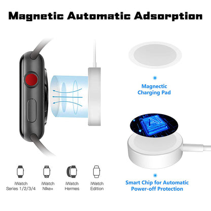 2 IN1 Apple iWatch Magnetic Charging and Lightning Cable (Black or White)